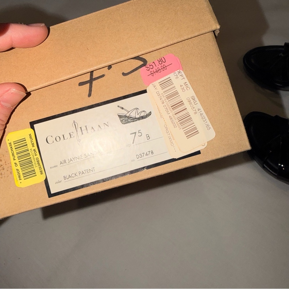 Cole Haan Black Leather Strappy Wedge Sandals Women’s 7.5 - Picture 6 of 6